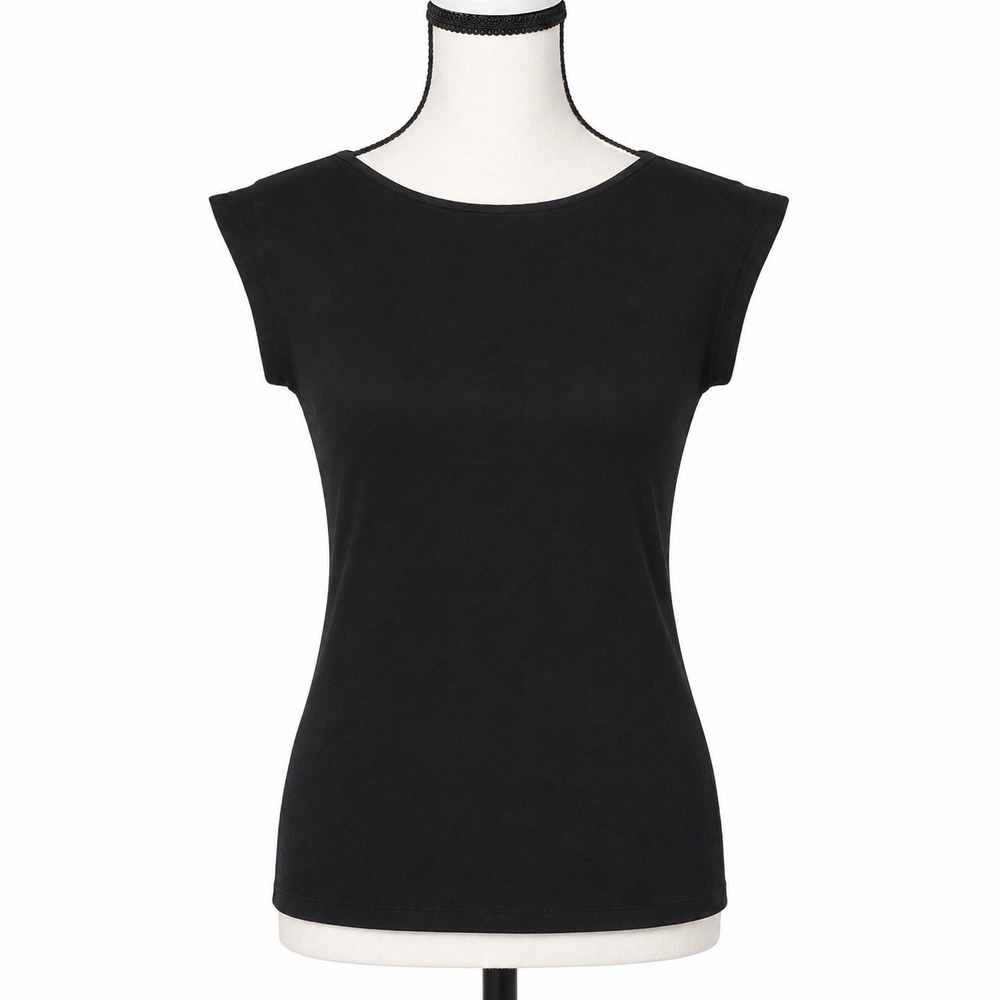 Madewell Low Back Tee Womens Size Medium Black Sleeveless Cotton Modal Blend NWT